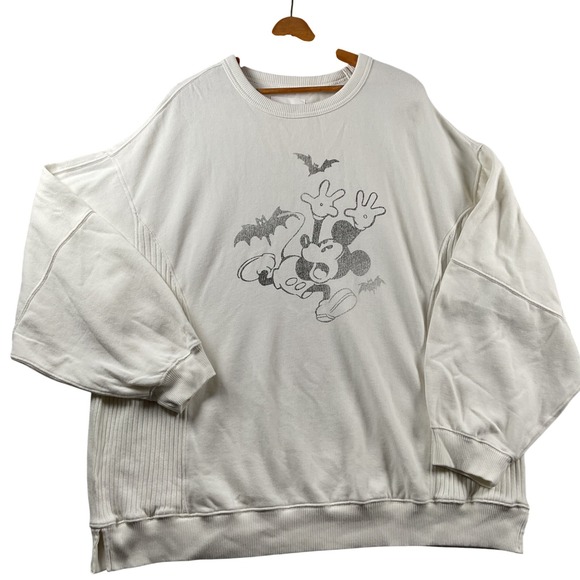 aerie Tops - NEW Aerie Mickey Mouse Halloween Sweatshirt Womens L Cream Bat Graphic Oversized